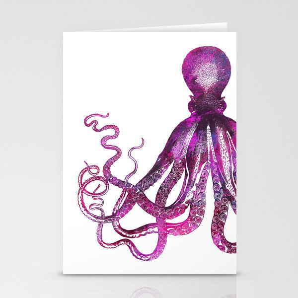 pink Octopus unique underwater creature Stationery Cards