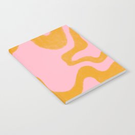 Cheerful Liquid Swirls - mustard yellow and pink Notebook