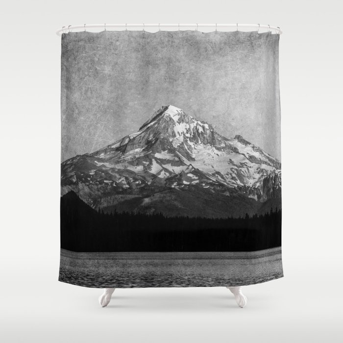 Mt Hood Black and White Vintage Nature Photography Shower Curtain