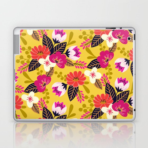 Vibrant boho bouquet flower pattern Laptop & iPad Skin