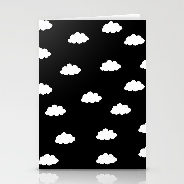 White clouds in black background Stationery Cards