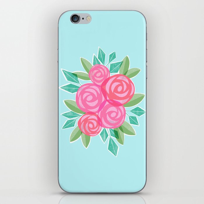 Roses Flower Market Colorful Pink Red Teal iPhone Skin