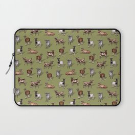Tiny Goats on Green - Goat Herd Pattern Laptop Sleeve