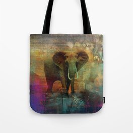 Abstract Grunge Elephant Digital art Tote Bag