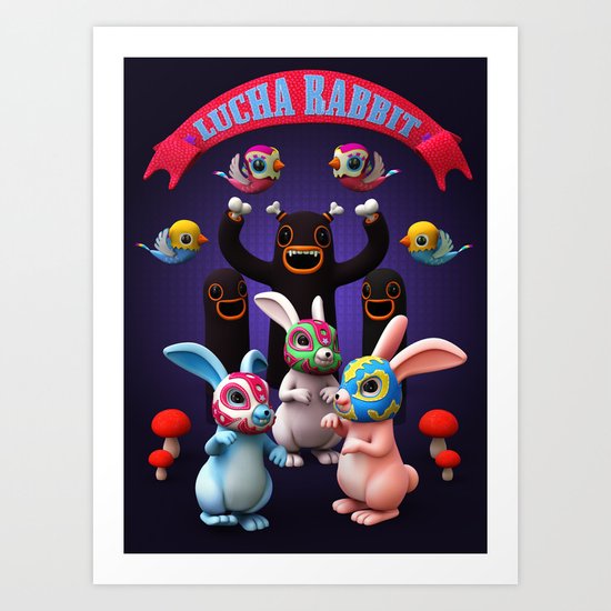Lucha Rabbit Art Print