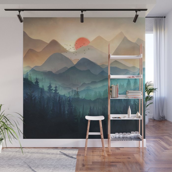 Wilderness Alive at Night Wall Mural by Nadja Society6
