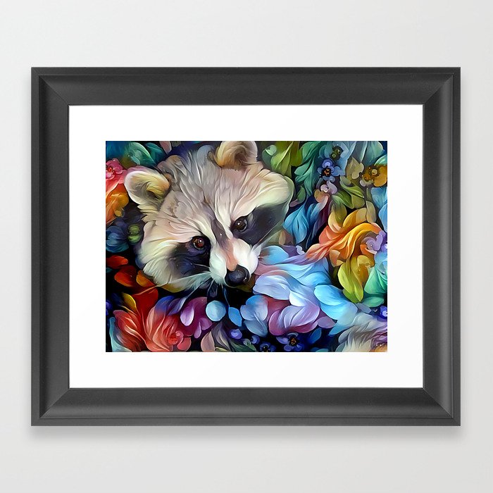 Peekaboo Raccoon Framed Art Print