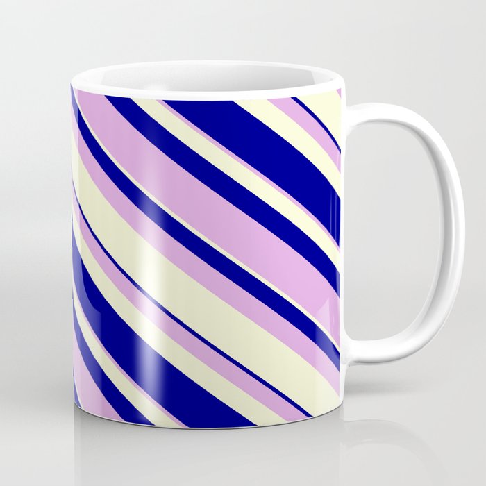 Blue, Plum, and Light Yellow Colored Lines Pattern Coffee Mug