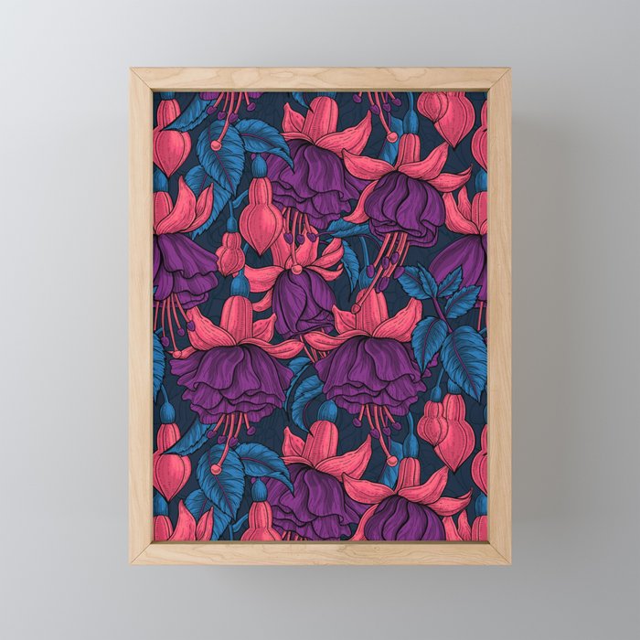 Fuchsia on dark blue Framed Mini Art Print