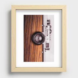 Vintage wooden style camera design | for photography lovers Recessed Framed Print