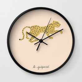 le guépard Wall Clock | Pink, Safari, 60S, Desert, Pattern, Nursery, Curated, Animal, Circus, Vintage 