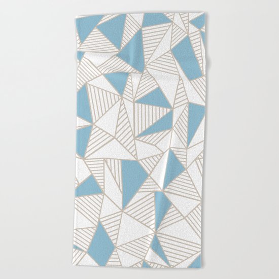 Ab Nude Lines with Blue Blocks Beach Towel
