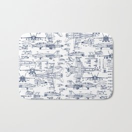 F-18 Blueprints // Blue Ink Bath Mat