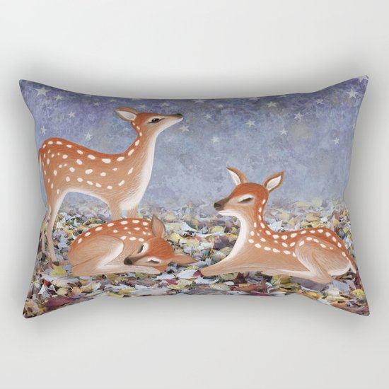 whitetail fawns under the stars Rectangular Pillow