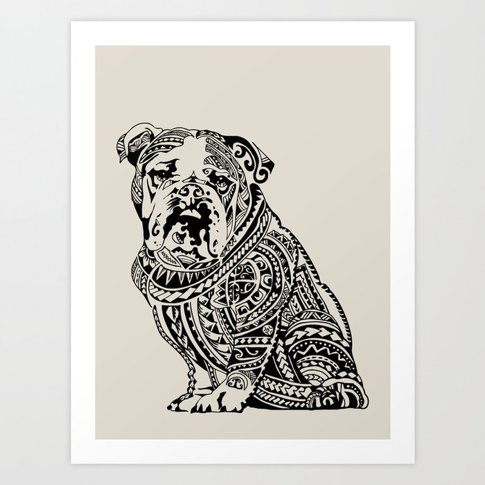 Polynesian English Bulldog Art Print