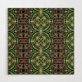 Liquid Light Series 59 ~ Red & Green Abstract Fractal Pattern Wood Wall Art