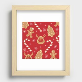 Christmas Pattern Cute Cookie Deer Gingerbread Recessed Framed Print