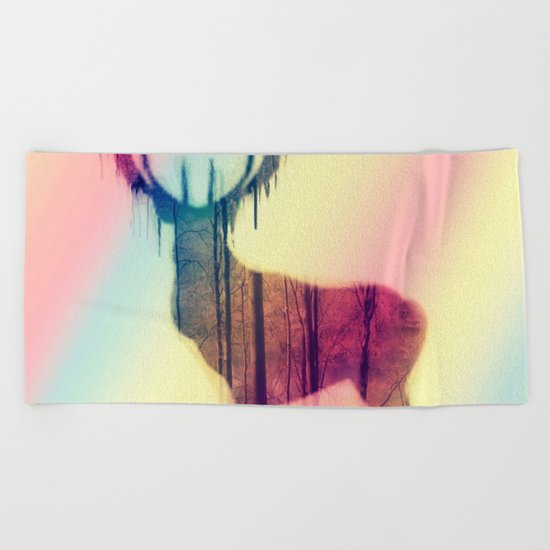 Deer colorful Beach Towel