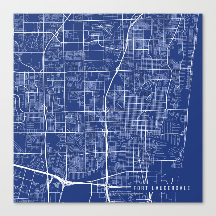 Fort Lauderdale Map, USA - Blue Leinwanddruck Fort Lauderdale Map, USA - Blue Leinwanddruck