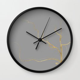 Kintsugi 3 #art #decor #buyart #japanese #gold #grey #kirovair #design Wall Clock
