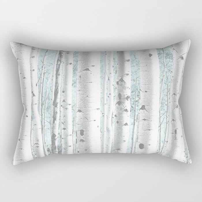 Pale Birch and Blue Rectangular Pillow