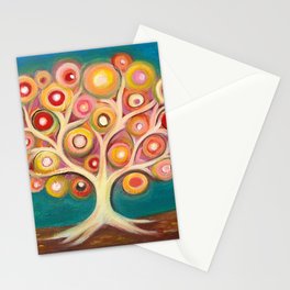 Tree of life with colorful abstract circles Stationery Cards