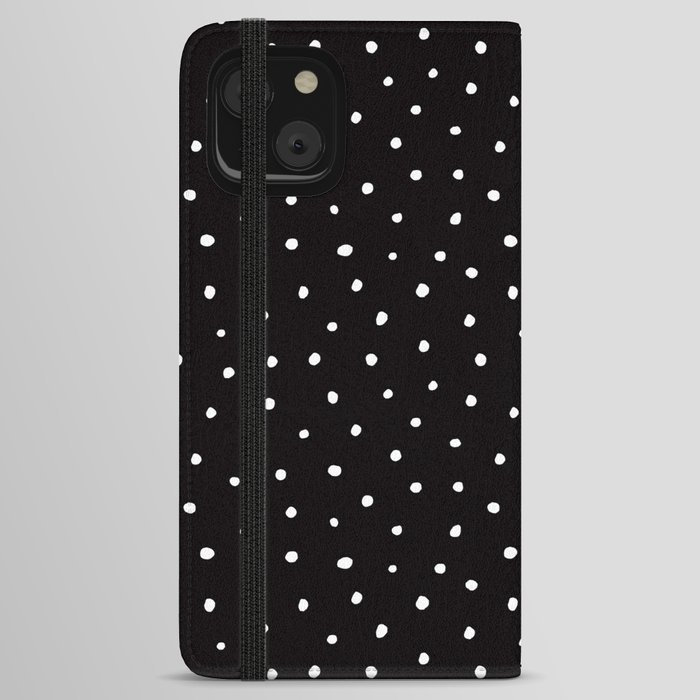 Minimal- Small white polka dots on black - Mix & Match with Simplicty of life iPhone Wallet Case