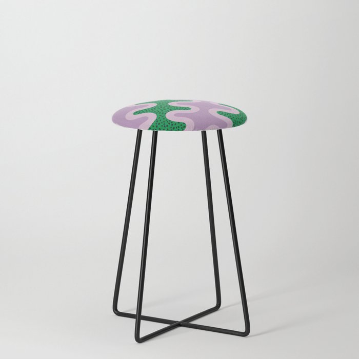 Unique Colorful Pattern - Purple Green Counter Stool