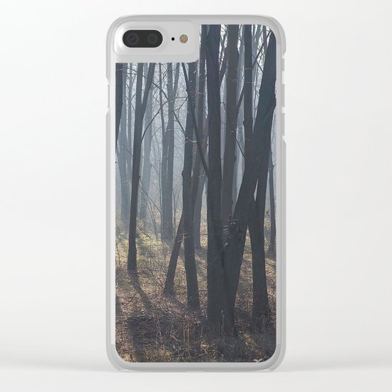 Fog Autumn forest Clear iPhone Case