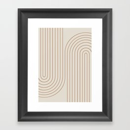 Minimal Line Curvature VI Earthy Natural Mid Century Modern Arch Abstract Framed Art Print