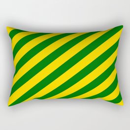 [ Thumbnail: Yellow & Dark Green Colored Lined Pattern Rectangular Pillow ]