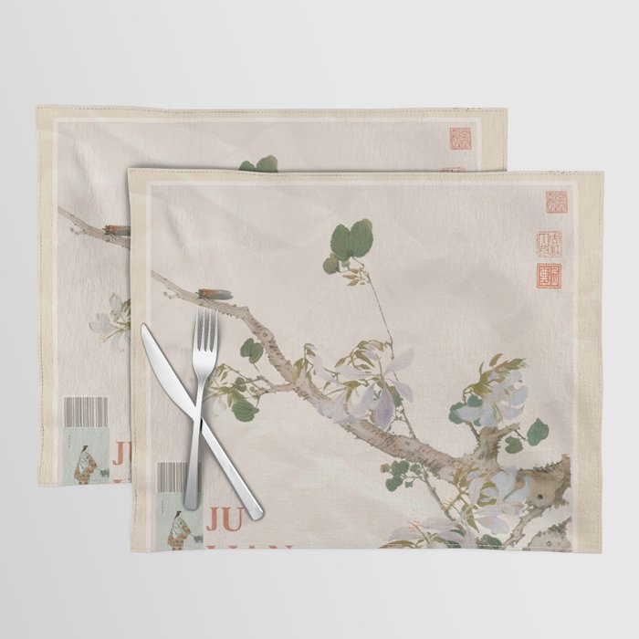 Vintage Japanese Poster - Insects and Flowers Placemat