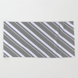[ Thumbnail: Grey & Lavender Colored Lines/Stripes Pattern Beach Towel ]