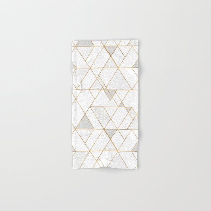 Mod Triangles Gold and white Hand & Bath Towel