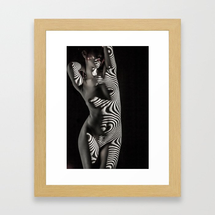 Zebra stripes on woman - Nude Zebrawoman Framed Art Print