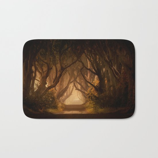 Sunny morning at Dark Hedges Bath Mat