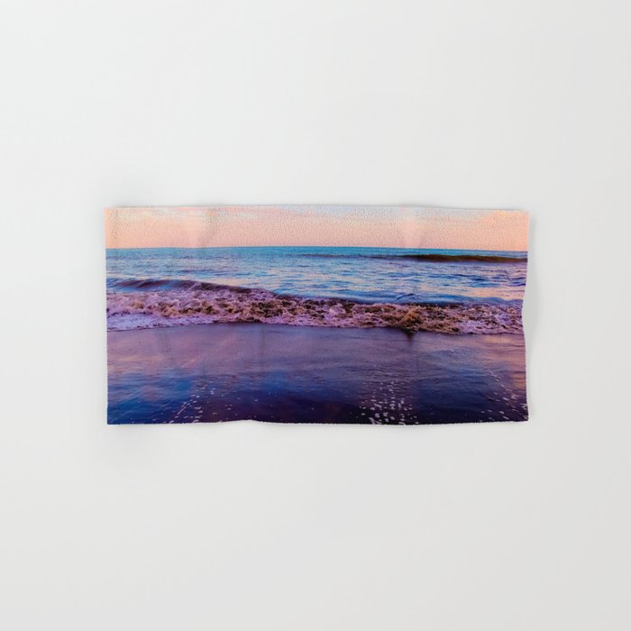 Beach Sunset With Beautiful Blue Cloudy Sky And Blue Wave In Summer Hand Bath Towel By Timla