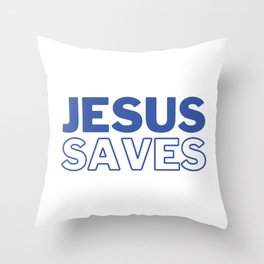 Jesus Saves | Blue Throw Pillow