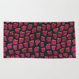 Fuchsia animal skin pattern, bold colors maximalist styled Beach Towel