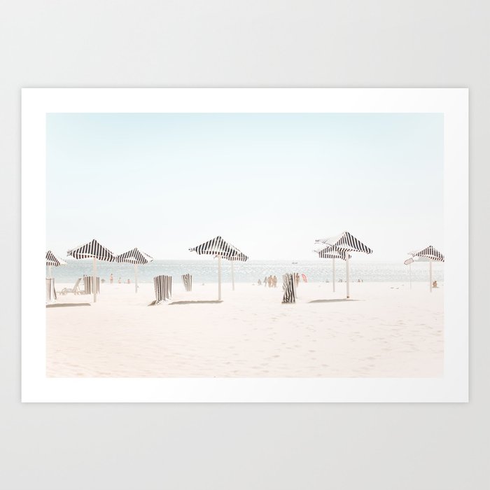 At the Beach (nine) -  blue and white minimal beach series by Ingrid Beddoes Art Print