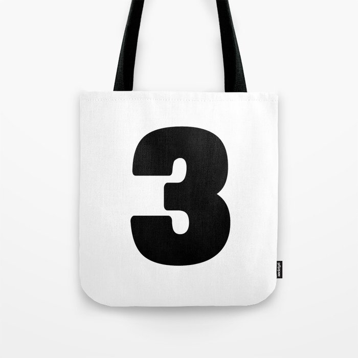 3 (Black & White Number) Tote Bag