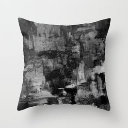 Crackled Gray - Black, white and gray, grey textured abstract Throw Pillow