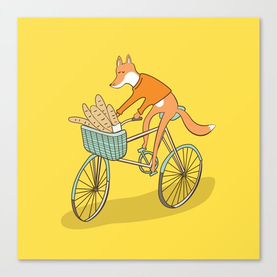 FOX ON BIKE Canvas Print
