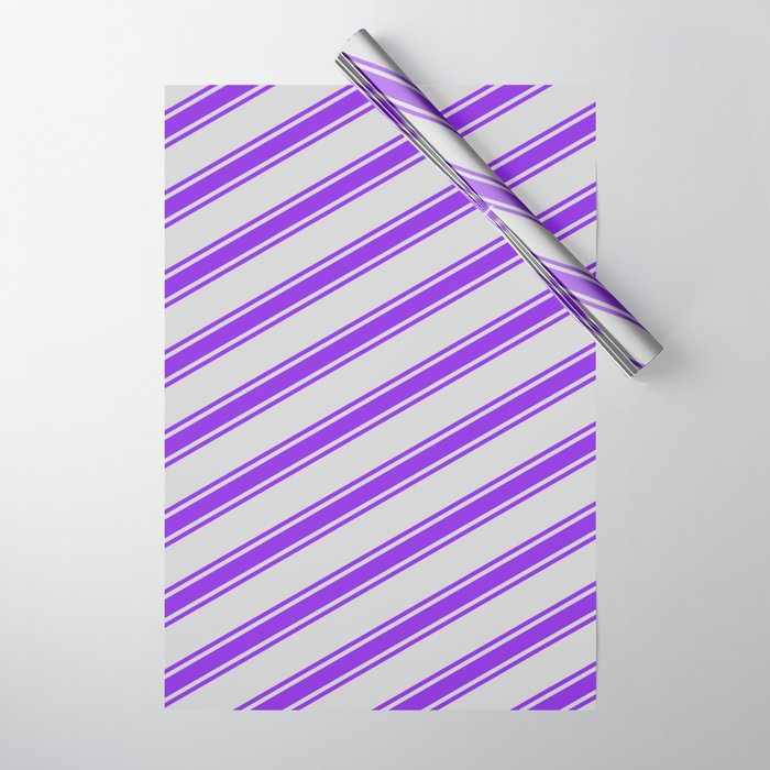 Light Grey & Purple Colored Lined Pattern Wrapping Paper