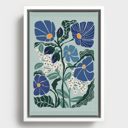 Klimt flowers light blue Framed Canvas