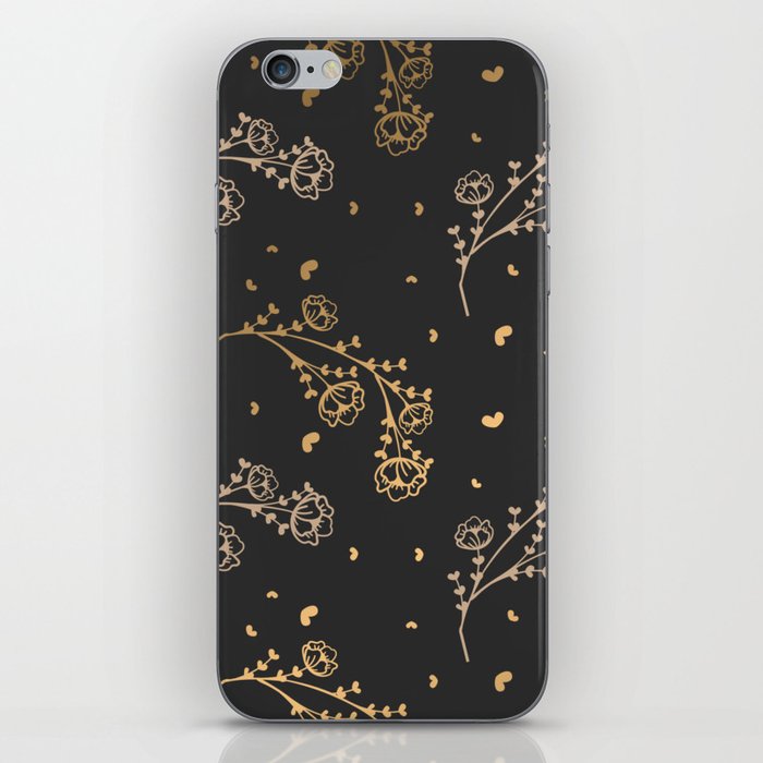 Golden Luxury Floral Nature Pattern iPhone Skin