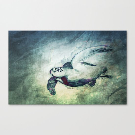 Flying Green Sea Turtle Canvas Print