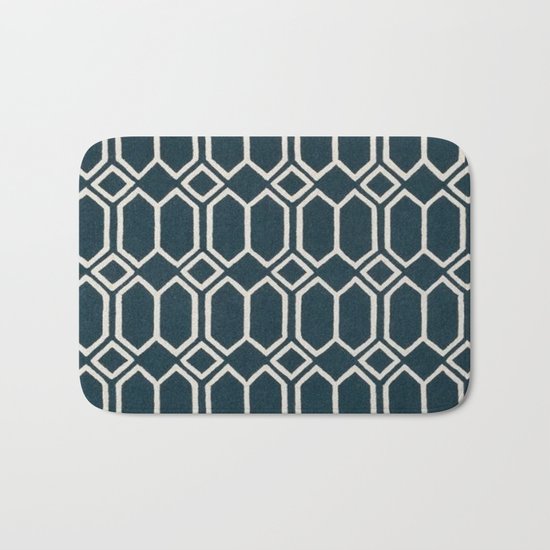 Geometrics in Blue and White Diamonds Bath Mat