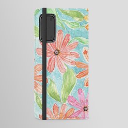 Watercolor Daisies Design Android Wallet Case
