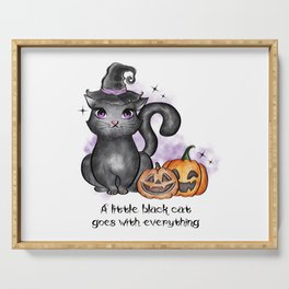 Cat lover Happy Halloween witch cat Serving Tray